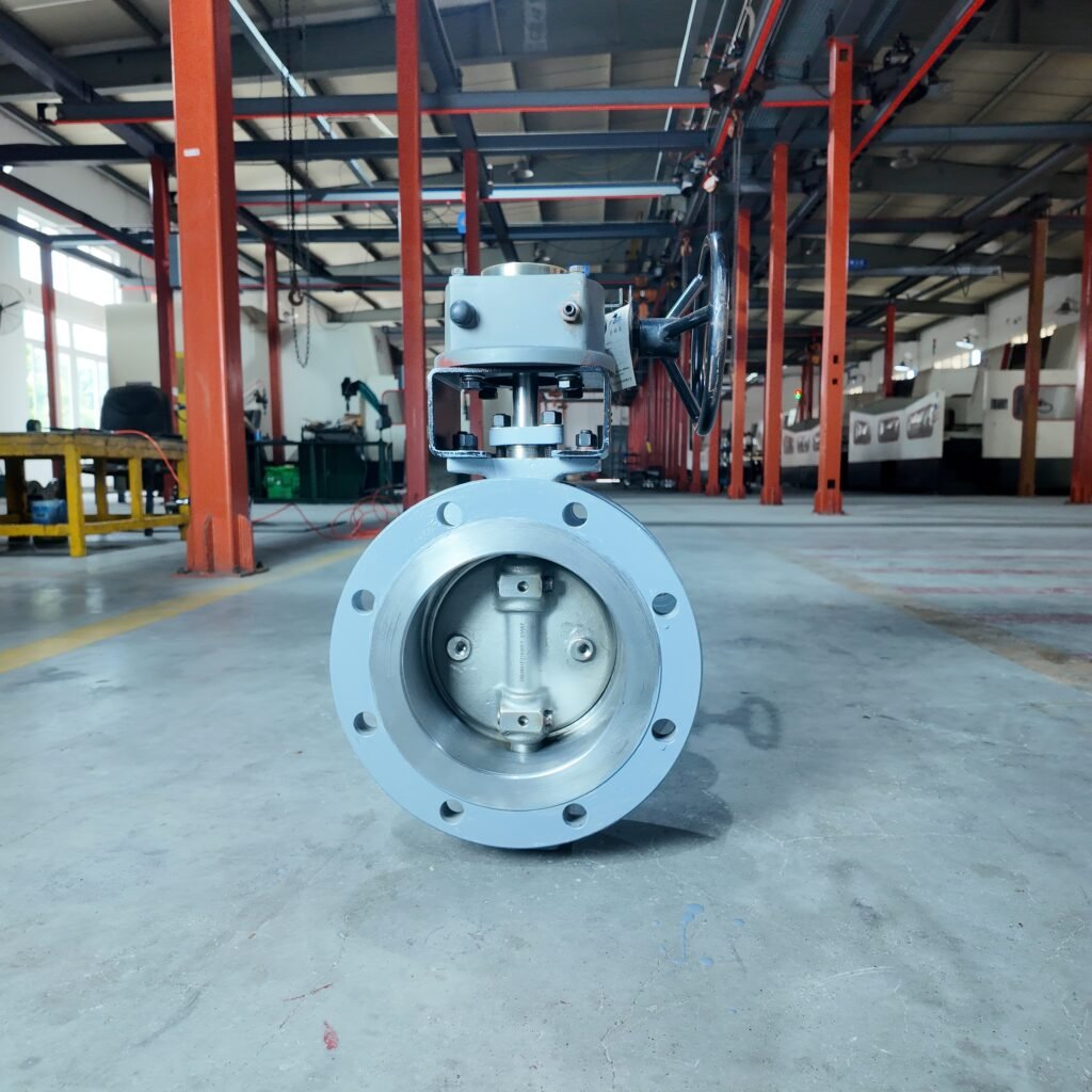 Lug butterfly valve installed in industrial pipeline with threaded inserts for secure connection