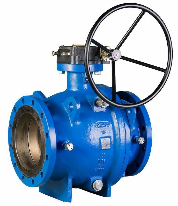 Industrial butterfly valve with flanged connection installed in pipeline system