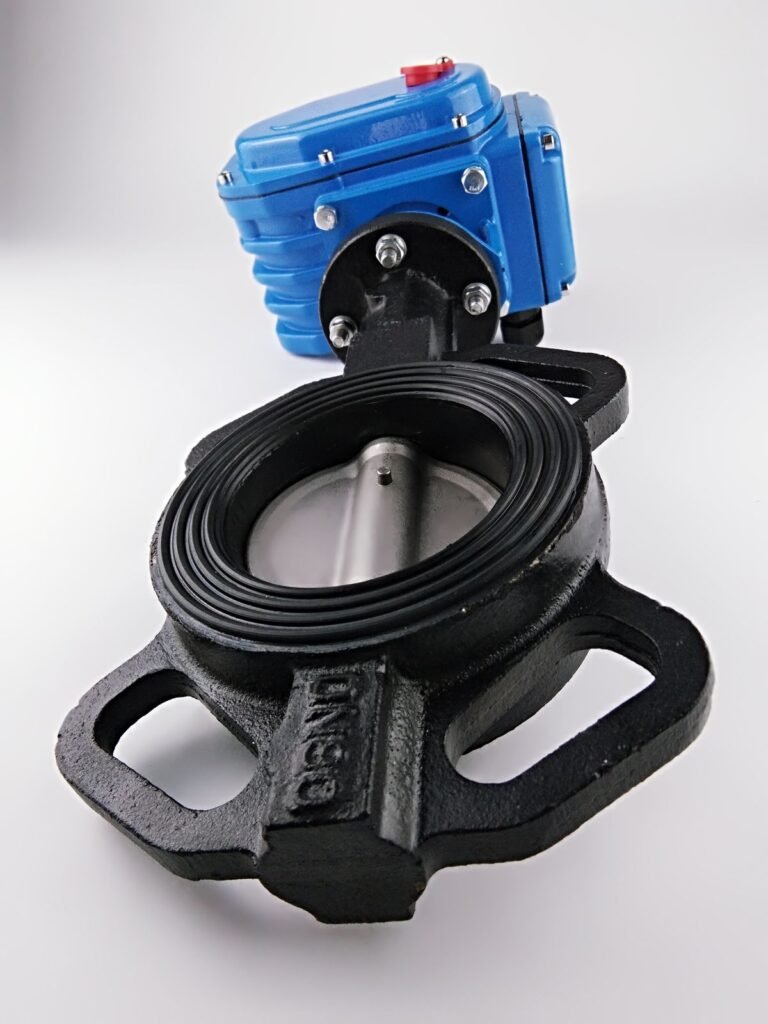Industrial butterfly valve installed in pipeline system